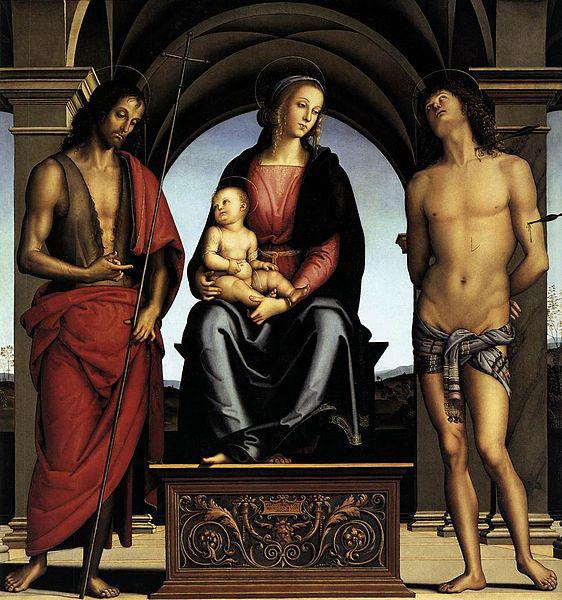 Pietro Perugino The Madonna between St John the Baptist and St Sebastian oil painting image